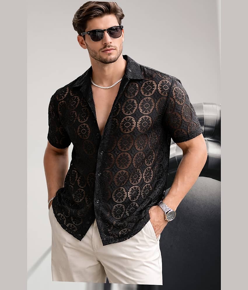 TarrenT HunT Cotton Blend Regular Fit Solids Half Sleeves Men's Casual Shirt - Black ( Pack of 1 )