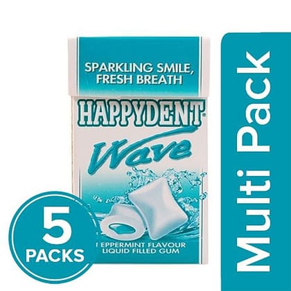 Happydent Wave Liquid Chewing Gum, Peppermint Flavour, 5X17.6 G Multipack