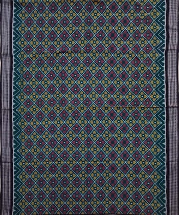 Green black colour handwoven cotton saree