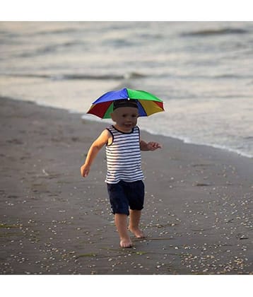 Infispace Headwear Cap Umbrella Multi Color Soft Durable, Adjustable Elastic, (21) Size Fits All Ages Plastic Hat Cap Umbrella for Kids, Men/Women and Adults Rain Protection Headwear Hat Umbrella (Multi) Pack of 1