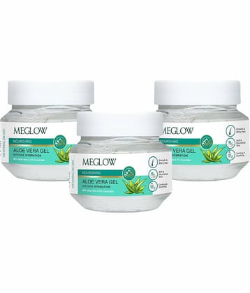 Meglow Transparent Aloe vera Gel Moisturizer Aloevera & Cucumber Ext.(100g Each)- Pack of 3