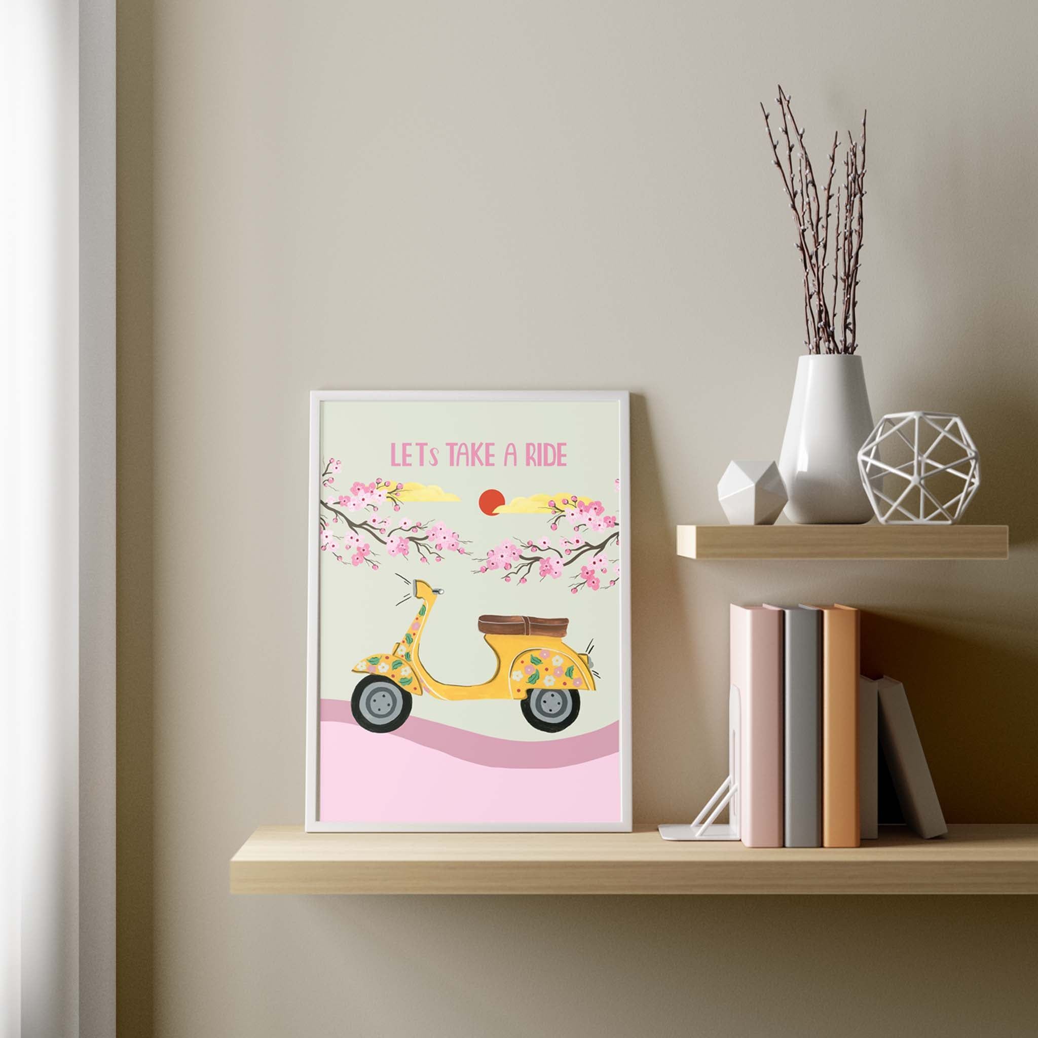 Lets Take A Ride Wall Art Frame-8x10 inches / White Frame