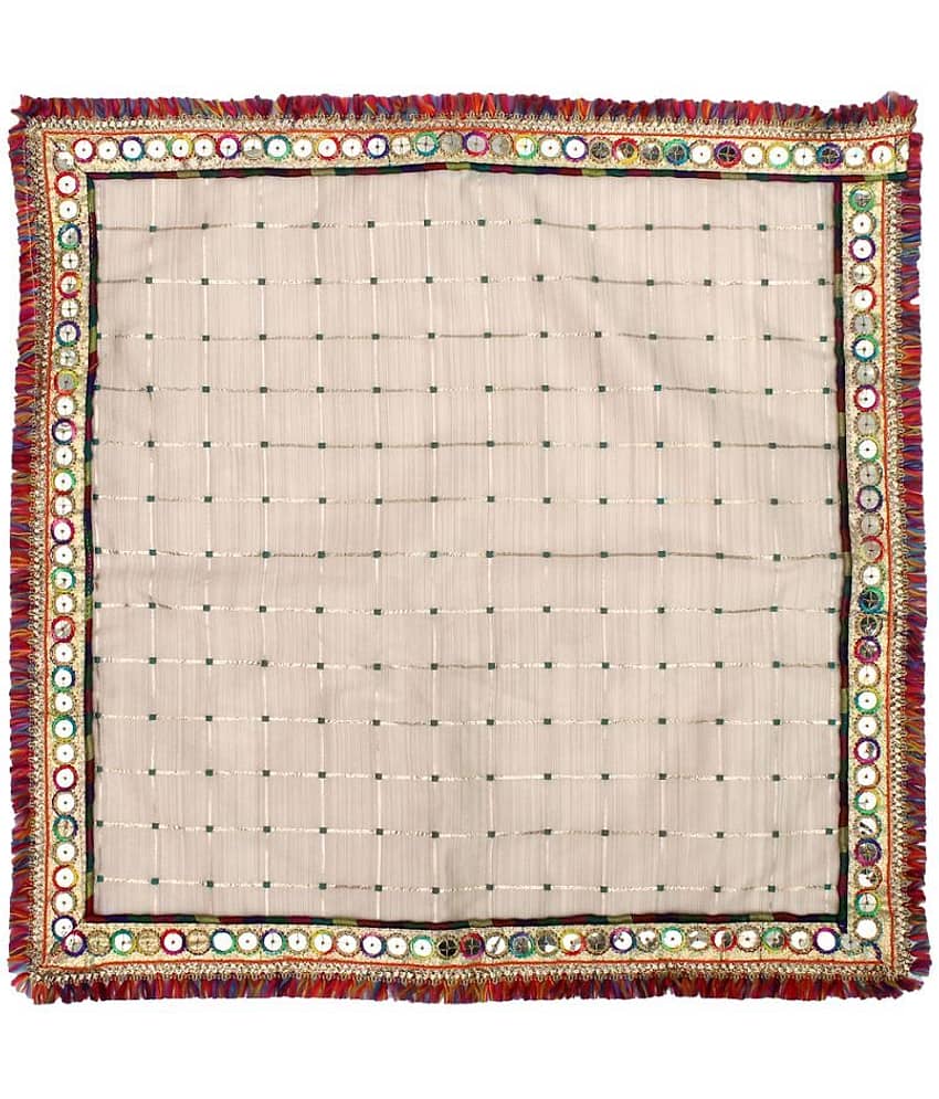Asan Chowki with Emboidery - White