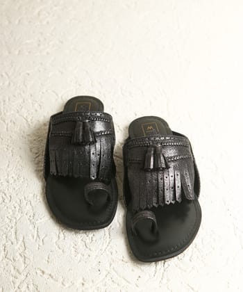 Lady Suzy Shimmer Black Sandals-36