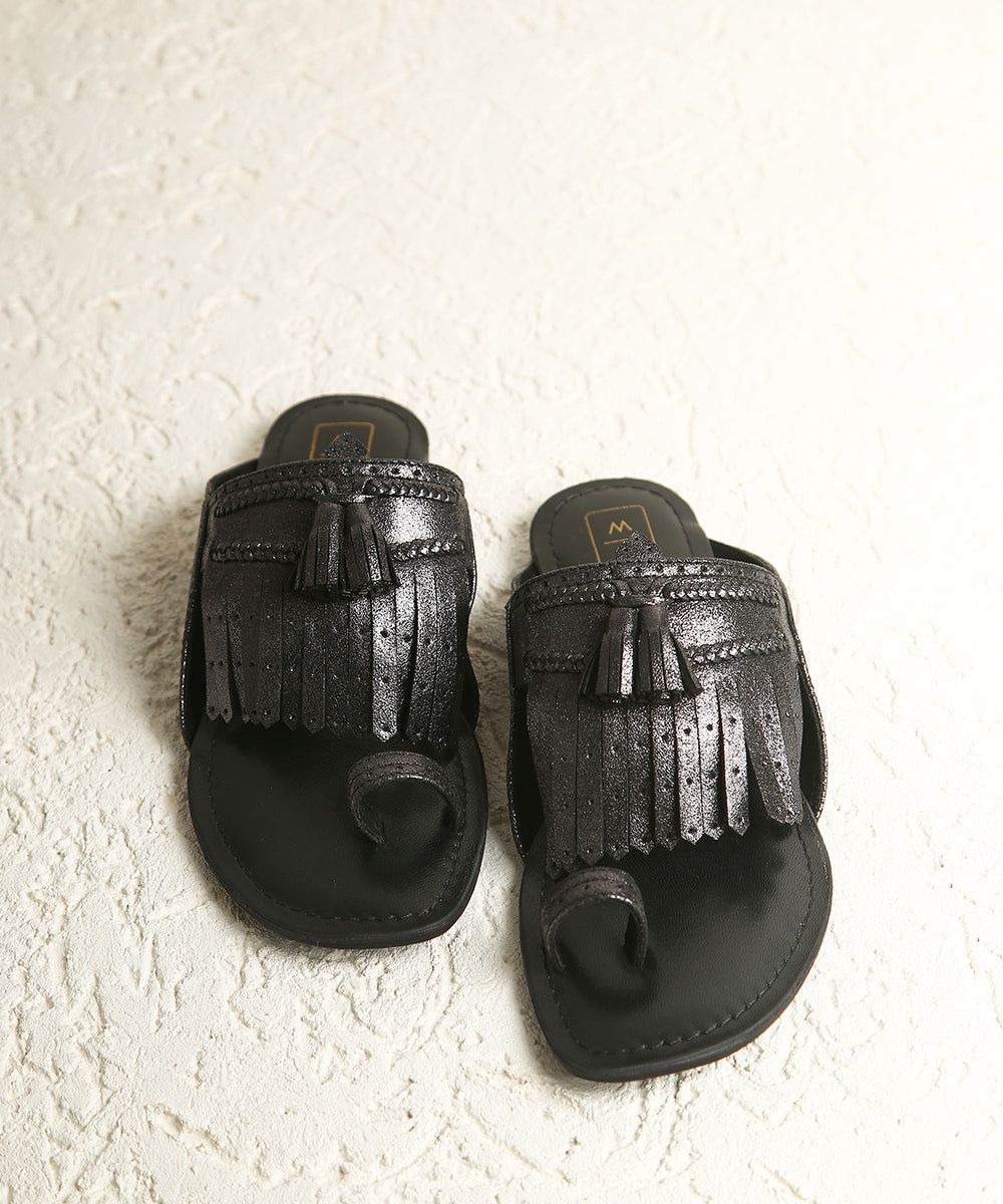 Lady Suzy Shimmer Black Sandals-36