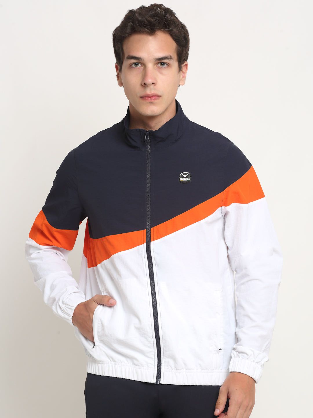 Invincible Men's Outdoor Jacket-Navy White Orange / S
