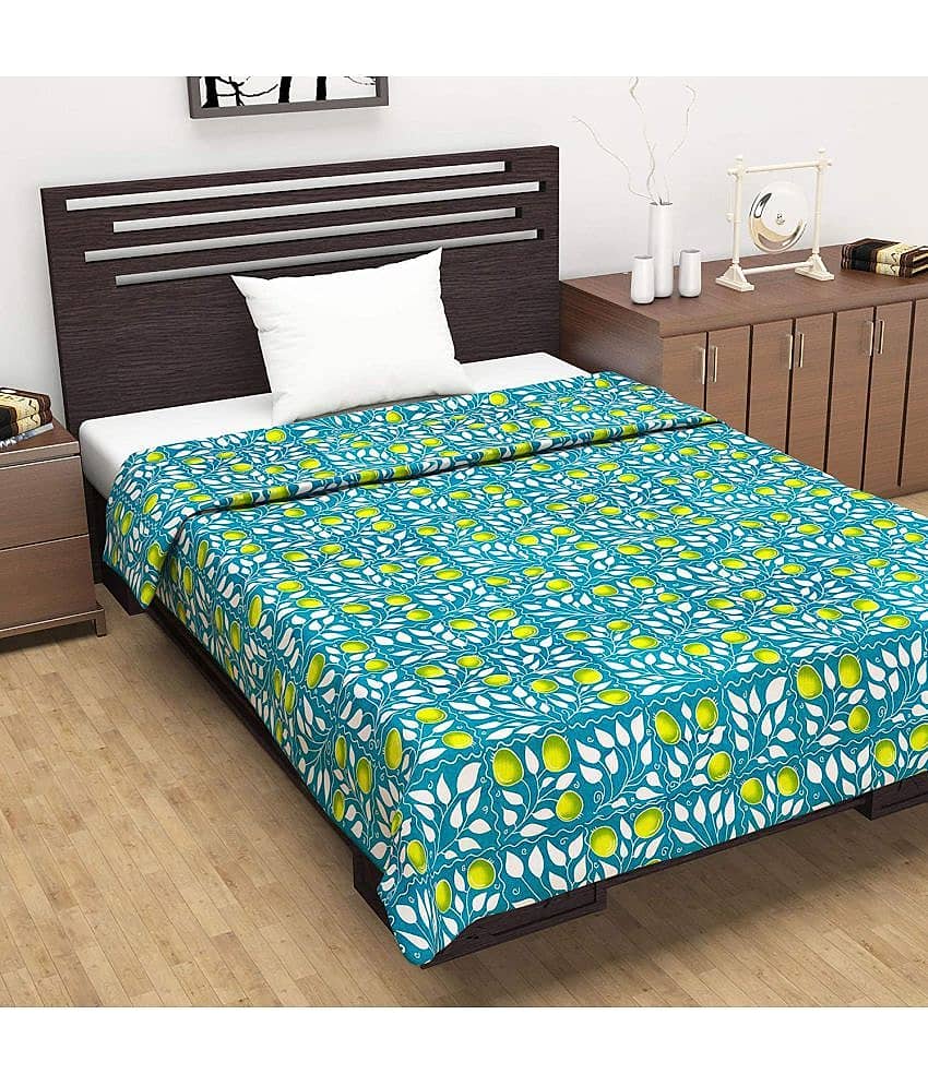 DIVINE CASA Single Cotton Green Abstract Dohar