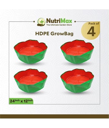 Nutrimax HDPE 200 GSM Growbags 24 inch x 12 inch Pack of 4 Outdoor Plant Bag