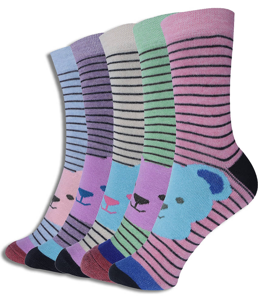 Dollar Multicolor Cotton Blend Boy's Full Length Socks ( Pack of 5 )