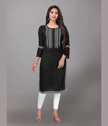 Kapadia - Black Rayon Women's Straight Kurti ( Pack of 1 )