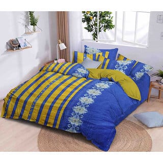 Black Bee Purple Horizontal Lines Bedsheet Double Bedsheet With 2 Pillow Covers (208 X 213 Cm)(Bs6-05)