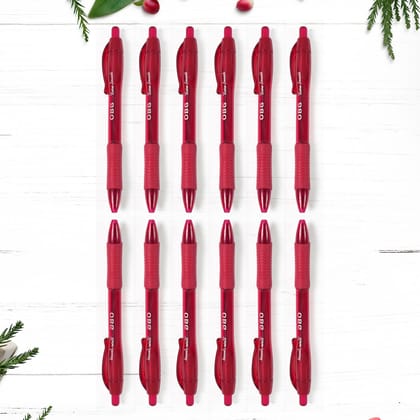 Red Colour Gel Pen Set, Set of 12 Pcs