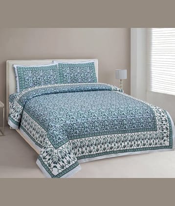 Uniqchoice - Yellow Cotton Double Bedsheet with 2 Pillow Covers