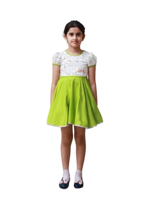 DE CHEVALERiE en Rouge - Mulberry Verbena Frock- Pistachio Green   4- 5 Years
