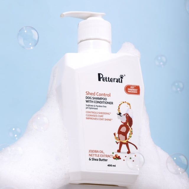 Petterati Anti Hair Fall Shampoo for Dogs, Effective Shed Control Shampoo for Dogs for a Healthy, Shiny Coat, Sulphate & Paraben free - 400ml