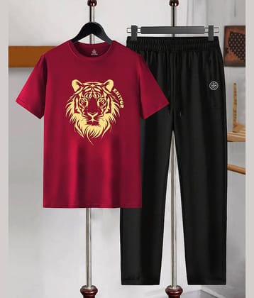 AUSK Maroon Cotton Blend Relaxed Fit Men's Tracksuit ( Pack of 1 )