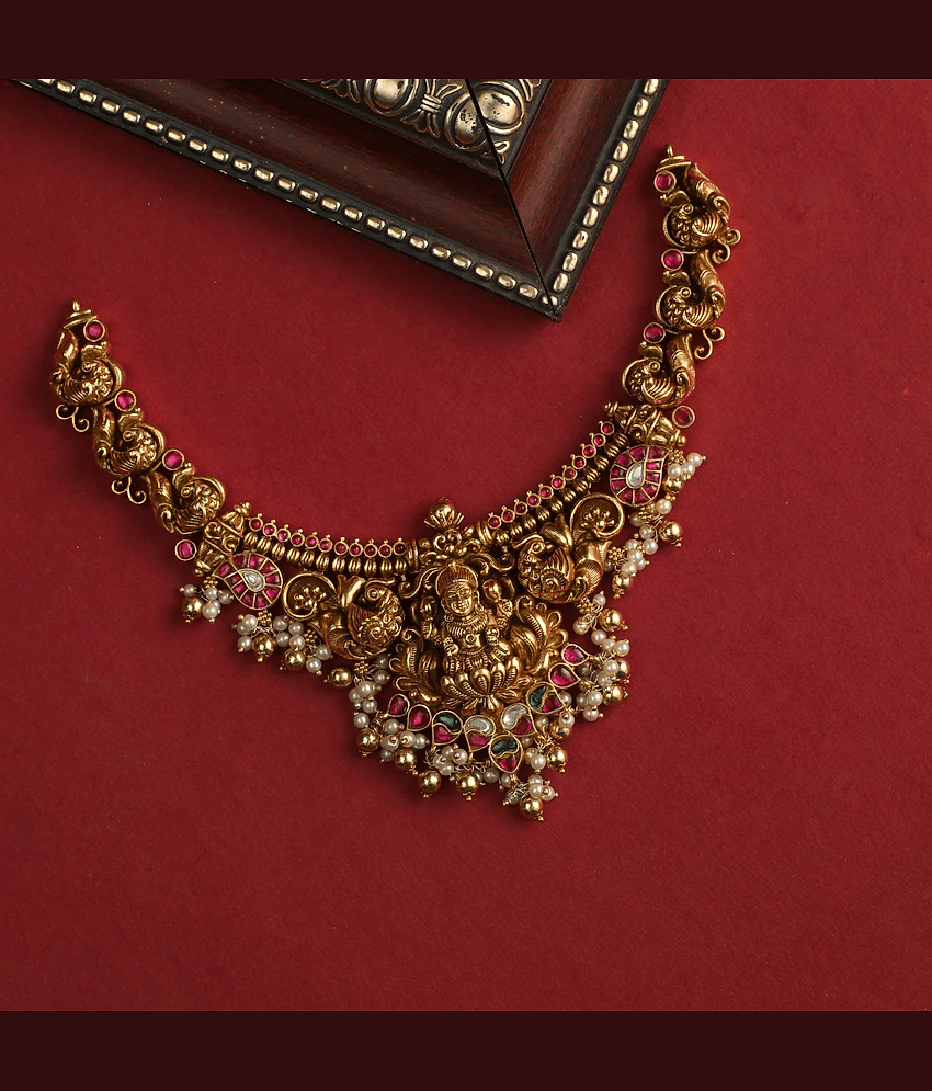 ROFARWORD Gold Brass Necklace Set ( Pack of 1 )