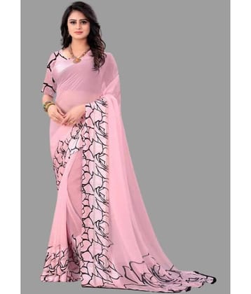 Sanjana Silks Georgette Printed Saree With Unstitched Blouse Piece ( Pink )