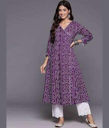 Varanga Cotton Printed Anarkali Women's Kurti - Purple ( Pack of 1 )