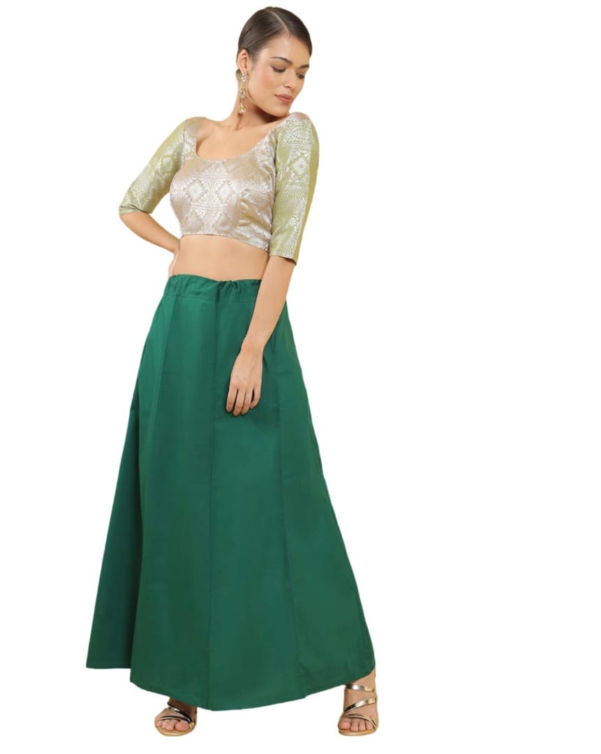 Women's Cotton Solid Free Size Petticoat (Green)