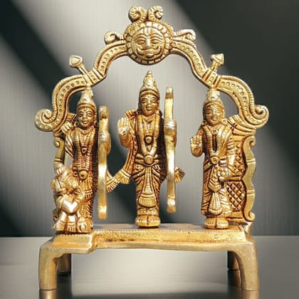 Brass Ram Darbar God Idol Statue | Traditional Hindu Puja Murti, Height : 6.2 Inch (BSMAS1394 H)