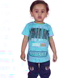 Kid Kupboard Cotton Baby Boys T-Shirt, Light Blue, Half-Sleeves, 2-3 Years KIDS7084