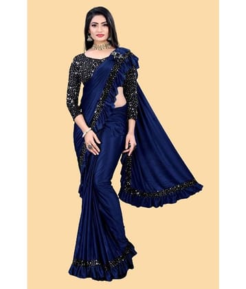 Aika Lycra Embellished Saree With Unstitched Blouse Piece ( Red )
