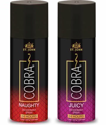 ST.JOHN Cobra Naughty & Juicy Deodorant Spray for Men 150ml Each (300ml) - Pack of 2