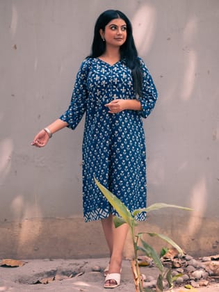 Blue printed dress