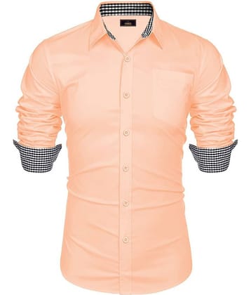 WEBRIC Cotton Blend Regular Fit Solids Full Sleeves Men's Casual Shirt - Pink ( Pack of 1 )