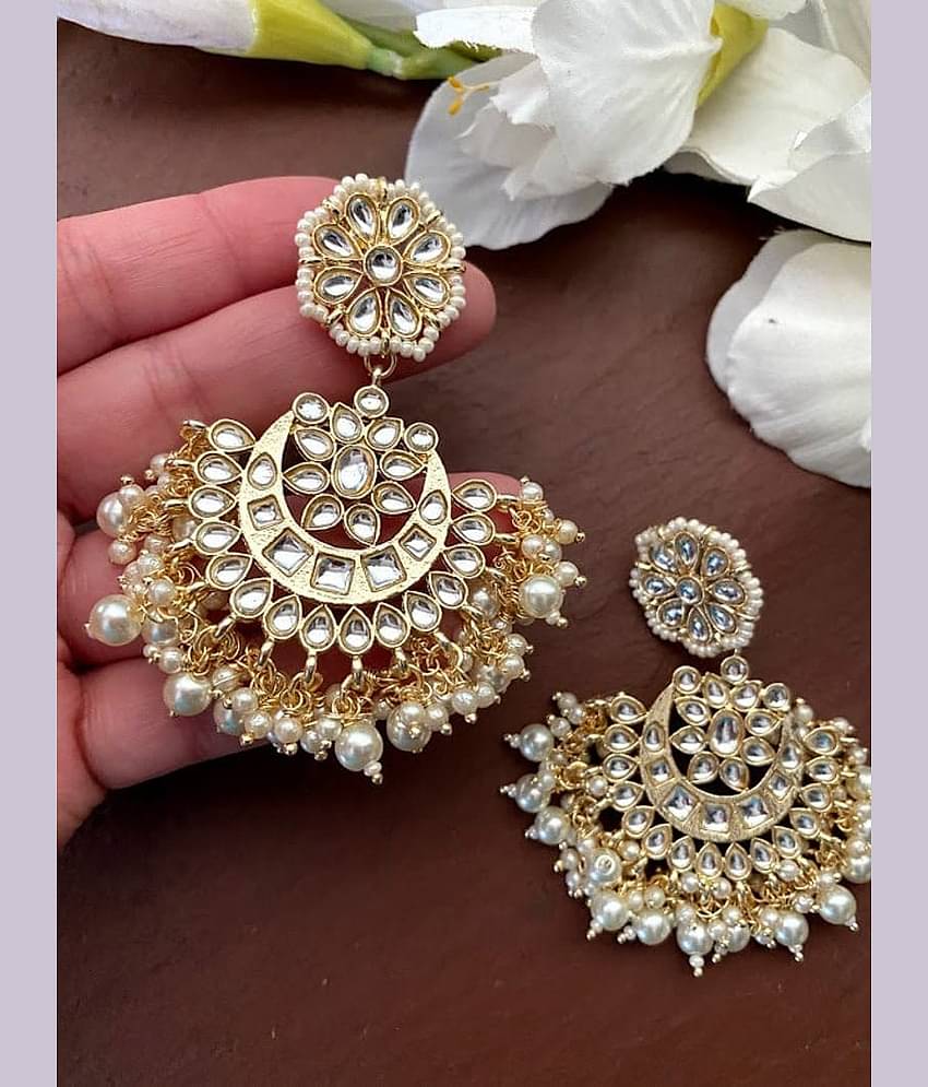 Padmavati Bangles Golden Chandbalis Earrings ( Pack of 1 )