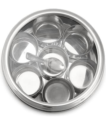 Dynore - Masala Box Steel Silver Spice Container ( Set of 1 )