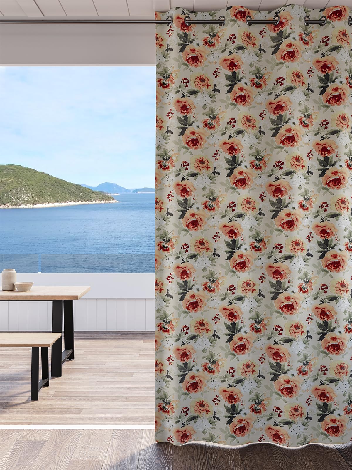 DDECOR - 100% PolyesterFloral PatternDoor 7 Ft|135 CM X 225 CM| - Orange