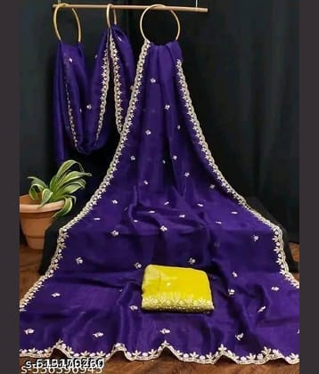 Shivadit ethnic Chiffon Embroidered Regular Saree With Unstitched Blouse Piece ( Blue )