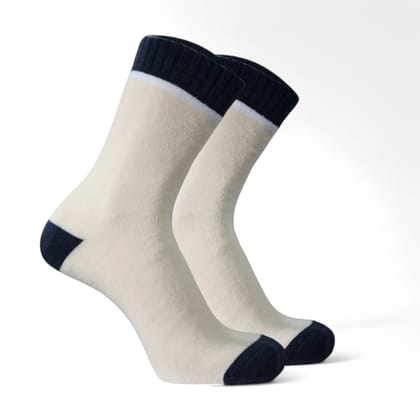 CREAM/DARK BLUE- DRIZY EDITION- ORGANIC TERRY COTTON-Pack of 1-Pair