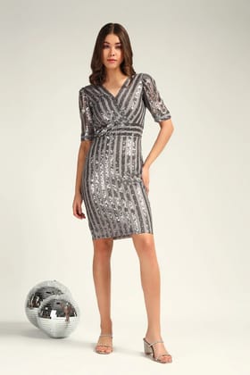 Cocktail Queen Dress, Smokey Grey-XS