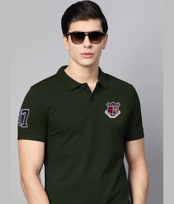 ADORATE Pack of 1 Cotton Blend Regular Fit Solid Half Sleeves Men's Polo T Shirt ( Olive )