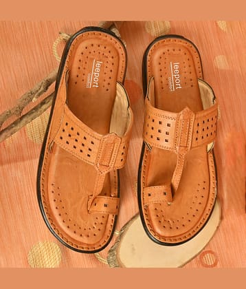 Leeport Tan Men's Leather Slipper