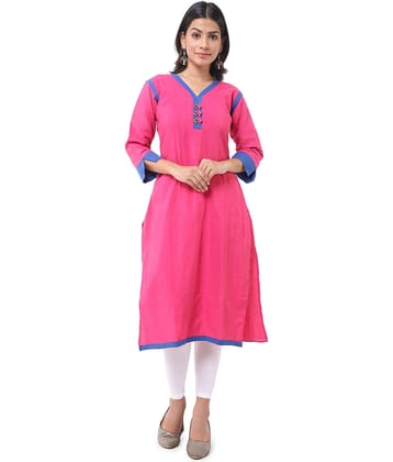 DESHBANDHU DBK - Pink Cotton Women's Straight Kurti
