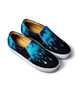 Men Printed Canvas Slip-On Sneakers