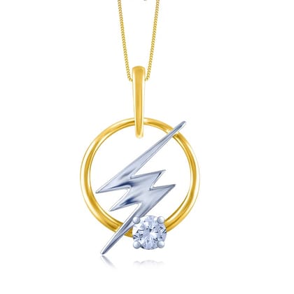 Senco Gold Dazzling Thunder Solitaire Pendant (1 gram / 0.12 Ct / GH-VS / 18K Yellow Gold)