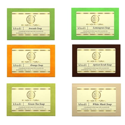 Khadi Natural Combo Assorted Soap Gift Set | Natural Bathing | Herbal Soap with Essential Oils | Suitable for All Skin Types | Pack of 8 Khadi Natural Combo Assorted Soap Gift Set | Natural Bathing | Herbal Soap with Essential Oils | Suitable for All Ski