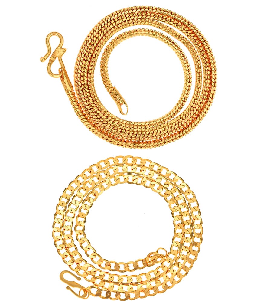 AanyaCentric Combo of 2 Gold Plated 28inches Long Fashion Chain