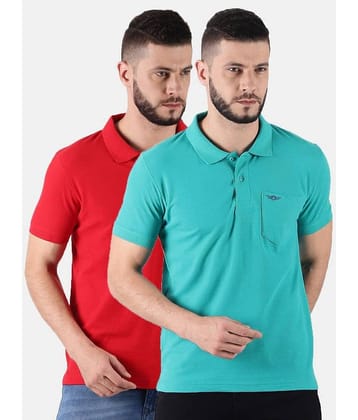 Force NXT Pack of 2 Cotton Regular Fit Solid Half Sleeves Men's Polo T Shirt ( Multicolor )
