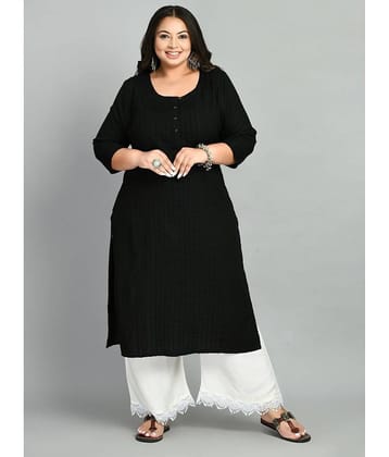PrettyPlus by Desinoor - Black Rayon Women's Straight Kurti ( Pack of 1 )
