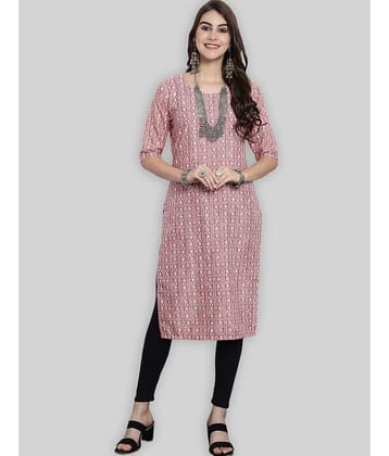 7Threads Crepe Printed Straight Women's Kurti - PINK ( Pack of 1 )