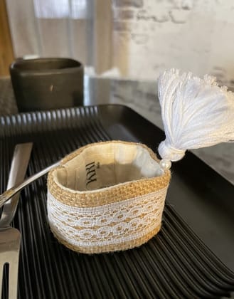 KRI India Raw Set of 6 Jute Lace Napkin Rings | 2 inches | Wash & Care | 100% Cotton | Handcrafted in India. 100% organic & natural.