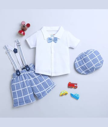 BUMZEE Pack of 1 Baby Boys Cotton Shirt & Trouser ( Blue & White )