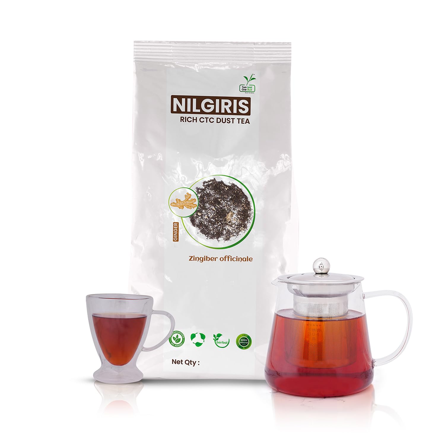 Two Leaf One Bud Nilgris Rich CTC Leaf Tea - Ginger 1 Kg