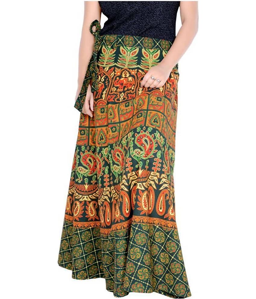 Sttoffa Cotton Wrap Skirt - Green